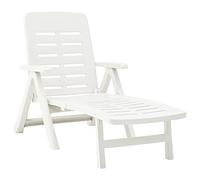 QJBSAVVA Sdraio da giardino in plastica bianca, pieghevole, regolabile con braccioli, resistente alle intemperie, per terrazza, giardino, balcone, pieghevole, non richiede manutenzione, 189 x 72 x 96