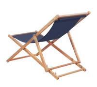QJBSAVVA Sdraio da Spiaggia Pieghevole in Legno di Eucalipto Blu | Poltrona reclinabile a 3 posizioni con telo blu traspirante per relax in giardino, patio, balcone o spiaggia.