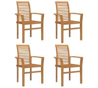 QJBSAVVA Sedia Esterno Poltrona da Terrazzo Poltroncine da da Giardino - Sedia da Giardino Impilabile 4 pz Legno Massello Teak per Esterno Soggiorno Sala Da Pranzo Balcone