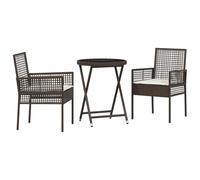 QJBSAVVA Sedie da Balcone da Giardino Sedie Cucina Moderne Poltrone Esterno - Set Bistro da Giardino 3 Pezzi con Cuscini Marrone in Polyrattan per Balcone Terrazzo Soggiorno Sala Da Pranzo