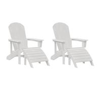 QJBSAVVA Sedie da Balcone Poltrona da Esterno Terrazzo Sedia da Giardino - Sedie Adirondack con Poggiapiedi 2 pz Bianche HDPE, Sedia Adirondack con Poggiapiedi Bianca HDPE per Sala Da Pranzo