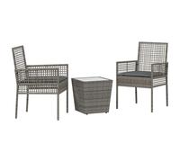 QJBSAVVA Sedie Esterno Giardino Poltrona da Esterno Cucina Moderne Sedie Moderne Sala da Pranzo - Set Bistro da Giardino 3 Pezzi con Cuscini Grigio in Polyrattan per Cucina Soggiorno