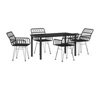 QJBSAVVA Sedie Soggiorno Poltrona da Esterno Terrazzo da Giardino Sedie - Set di Pranzo da 5 Pezzi Nero Poly Rattan per Balcone Esterno Giardino Sala Da Pranzo