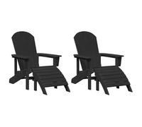 QJBSAVVA Sedie Soggiorno Poltrona da Giardino Esterno Sedie da Esterno Sedia Cucina Moderna - Sedie Adirondack con Poggiapiedi 2 pcs HDPE Nere, Sedia Adirondack con Poggiapiedi HDPE Nera per Cucina