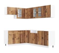 QJBSAVVA Set 11 Mobili da Cucina Modulari Porto Legno Antico | Arreda la tua cucina con questo set componibile in truciolato con piedini regolabili e vari scomparti capienti.