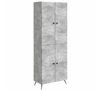 QJBSAVVA Set 2 Armadi da Parete e Terra Grigio Cemento Legno Ingegnerizzato | Soluzione salvaspazio flessibile per soggiorno e ufficio con ampio spazio interno diviso tra moduli a terra e sospesi.
