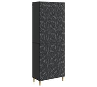QJBSAVVA Set 2 Armadi da Parete e Terra Nero in Legno Ingegnerizzato | Mobiletto multiuso con scomparti, cassetti e pensile sospeso per soggiorno, ingresso e studio. Design salvaspazio nero.