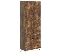 QJBSAVVA Set 2 Armadi da Parete e Terra Rovere Fumo Legno Ingegnerizzato | Mobiletto multiuso salvaspazio con ante e cassetti per soggiorno o ingresso in elegante tonalità rovere fumo.