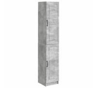 QJBSAVVA Set 2 Armadietti Grigio Cemento in Legno Ingegnerizzato | Mobiletto multiuso salotto e studio con pensile a muro modulare, 4 ripiani regolabili e 2 ante capienti.