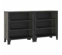 QJBSAVVA Set 2 Armadietti in Metallo e MDF 72x36x82 cm Grigi | Mobiletti multiuso stile industriale per soggiorno e camera da letto con ante in rete metallica e 2 ripiani capienti.