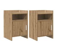 QJBSAVVA Set 2 Comodini Camera da Letto Rovere Artigianale 40x36x60 cm | Set di 2 tavolini da notte in legno ingegnerizzato con vano aperto e anta per la camera da letto o stanza ospiti.