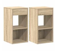 QJBSAVVA Set 2 Comodini con Cassetto e 2 Vani Rovere Sonoma 35x34x66,5 cm | Mobiletti da notte per camera da letto con cassetto e vani aperti. Design compatto perfetto per ogni zona notte.