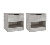QJBSAVVA Set 2 Comodini con Cassetto Grigio Cemento 40x30x39 cm | Design compatto con cassetto e scomparto aperto, ideale per organizzare la camera da letto o il soggiorno.