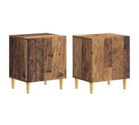 QJBSAVVA Set 2 Comodini da Notte Legno Antico 43x34.5x50 cm | Struttura robusta in legno ingegnerizzato con 2 ante per organizzare la camera da letto in modo ordinato e moderno.