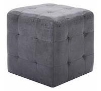 QJBSAVVA Set 2 Comodini Grigio 30x30x30 cm Poggiapiedi Similpelle | Design capitonné retrò per camera da letto e salotto, utilizzabile come pratico sgabello compatto e tavolino da appoggio.