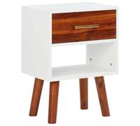 QJBSAVVA Set 2 Comodini in Legno Acacia e MDF 40x30x57 cm Marrone | Eleganti tavolini da notte retrò con cassetto e ripiano aperto, ideali per organizzare la camera da letto o il soggiorno.