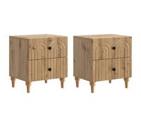 QJBSAVVA Set 2 Comodini Moderni da Notte Rovere 43x34,5x48 cm | Coppia di tavolini da notte compatti per camera da letto con cassetti capienti e maniglie metalliche stabili.