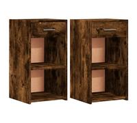 QJBSAVVA Set 2 Comodini Rovere Fumo 35x34x65cm Legno Multistrato | Set di due tavolini multiuso per camera da letto o salotto con cassetto e vani a giorno per un'organizzazione ottimale.