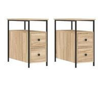 QJBSAVVA Set 2 Comodini Rovere Sonoma 30x60x60 cm in Legno e Ferro | Coppia di tavolini da notte con telaio in ferro e piedini regolabili, ideali per la camera da letto o il soggiorno.