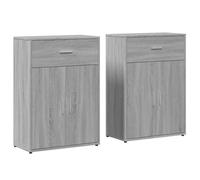 QJBSAVVA Set 2 Credenze Mobiletti Grigio Sonoma 60x30x84 cm Legno | Doppio mobile contenitore versatile per soggiorno o corridoio, finitura grigio sonoma e robusta struttura fino a 75 kg.