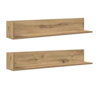 QJBSAVVA Set 2 Mensole da Parete Sospese 100 cm Truciolato Rovere | Scaffali sospesi a forma di L installabili nei due versi, ideali per organizzare ed esporre in soggiorno e camera da letto.