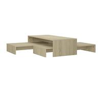 QJBSAVVA Set 3 Tavolini Salotto Sovrapponibili Rovere Sonoma 100x100 cm | Design componibile salvaspazio per il soggiorno, ideale come tavolino basso o laterale fronte divano.