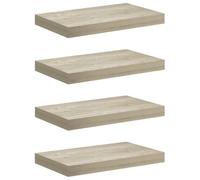 QJBSAVVA Set 4 Mensole da Parete Sospese Rovere 40x23,5 cm MDF | Ripiani sospesi moderni per soggiorno e studio con montaggio invisibile, ideali per libri e decorazioni fino a 5 kg.