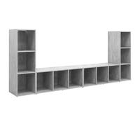 QJBSAVVA Set 4 Mobili TV 107x35x37 cm Legno Multistrato Grigio Cemento | Mobile versatile per soggiorno con tre scomparti aperti, posizionabile in orizzontale o verticale per ogni ambiente.