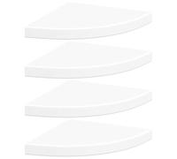 QJBSAVVA Set 4 Scaffali Angolari da Parete Bianchi 35x35 cm MDF | Design salvaspazio angolare per soggiorno e camera. Montaggio invisibile, supporto in metallo e portata fino a 5 kg ciascuno.