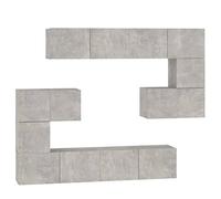 QJBSAVVA Set 8 Mobili TV da Parete Sospesi Grigio Cemento Legno | Set di 8 moduli sospesi versatili per salotto e soggiorno, ideali per organizzare dispositivi ed accessori con stile.