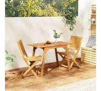 QJBSAVVA Set da balcone 3 pezzi in legno di acacia massiccio, 110 x 56 x 75 cm, pieghevole, per piccoli balconi, terrazze, giardini, design moderno, robusto e durevole, per cibo e relax all'aperto