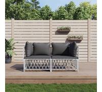 QJBSAVVA Set da balcone in acciaio/textilene, 2 pezzi, 72 x 72 x 66 cm, bianco, con cuscino, per tutto l'anno
