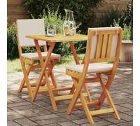 QJBSAVVA Set da bistrò, 3 pezzi, marrone massiccio, pieghevole, per piccoli balconi e giardini, 2 sedie e tavolo in acacacia, set di mobili da balcone salvaspazio dal design moderno per colazione