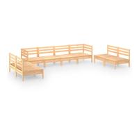 QJBSAVVA Set da giardino da 8 pezzi, in legno massello di pino, modulare con 6 divani centrali e 2 divani angolari, mobili in pallet resistenti alle intemperie, per giardino, terrazza e balcone