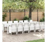 QJBSAVVA Set da Pranzo da Giardino 13 Pezzi Bianco Polirattan con Tavolo da Esterno 200x100x73 cm e 150x100x73 cm Sedie da Giardino 4 pz Design Moderno per Patio Balcone