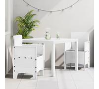 QJBSAVVA Set da Pranzo da Giardino 3 Pezzi Tavolo Quadrato e Sedie con Cuscini Bianco Rattan Plastico per Esterno Balcone Design Moderno Robusto per Incontri Intimi