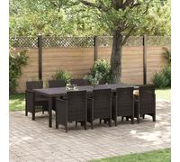 QJBSAVVA Set da Pranzo Esterno 9 Pezzi con Tavolo Rettangolare Grande e 8 Sedie Comode in Polyrattan Marrone per Giardino Balcone Patio Design Moderno e Facile da Pulire