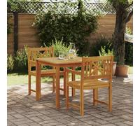 QJBSAVVA Set da Pranzo Giardino 3 Pezzi con Tavolo Rettangolare e 2 Sedie in Legno Massello di Acacia Marrone per Esterno, per Balcone o Piccoli Spazi, Durevole e Facile Assemblaggio