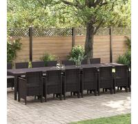QJBSAVVA Set da Pranzo per Esterno con Tavolo Rettangolare e 14 Sedie in Polyrattan Marrone, Dimensioni 360x90x73 cm, 15 Pezzi con Cuscini, Design Moderno per Giardino e Balcone