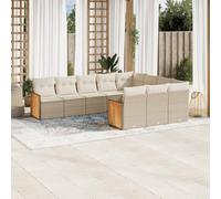 QJBSAVVA Set di 10 mobili da giardino in polyrattan beige con spazio di archiviazione e cuscino lavabile, piccolo balcone modulare per giardino, terrazza e cortile