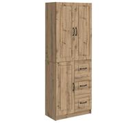 QJBSAVVA Set di 2 Armadi con Cassetti e Ante Rovere Artigianale | Soluzione salvaspazio versatile per soggiorno e corridoio con 3 ripiani, 3 cassetti e modulo a parete integrato.