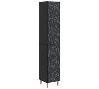 QJBSAVVA Set di 2 armadi neri in legno con cassetti e porta, 33 x 34,5 x 90 cm, armadio multiuso per soggiorno, ufficio e corridoio