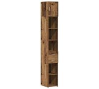 QJBSAVVA Set di 2 armadietti alti stretti in legno multiuso, con 1 anta e 2 cassetti, salvaspazio, per soggiorno e cucina, legno anticato, 30 x 42,5 x 225 cm