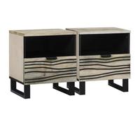 QJBSAVVA Set di 2 Comodini Bianchi 40x33x46 cm da Camera da Letto | Mobiletti da notte bianchi con cassetto e gambe in legno massello per ordinare la zona notte con stile.