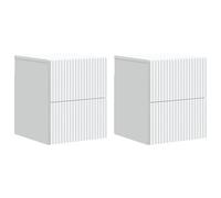 QJBSAVVA Set di 2 comodini da parete sospesi con cassetti, consolle da parete per camera da letto e soggiorno, in legno moderno, 33 x 34,5 x 40 cm