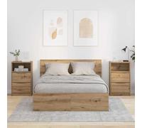 QJBSAVVA Set di 2 comodini in rovere Artisan, 40 x 30 x 67 cm, in legno con cassetto e scaffale, design moderno e salvaspazio, per camera da letto, camera degli ospiti e piccoli corridoi