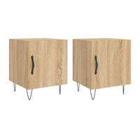 QJBSAVVA Set di 2 comodini in rovere Sonoma, 40 x 40 x 50 cm, con porta e scomparto, comodino moderno con piedini in metallo stabili, per camera da letto, soggiorno, legno