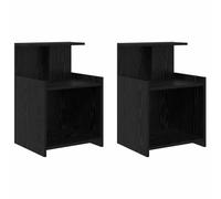 QJBSAVVA Set di 2 Comodini Moderni da Notte Rovere Nero 40x35x60 cm | Elegante mobiletto con 2 ripiani per la camera da letto, ideale per organizzare sveglia e libri con struttura stabile.