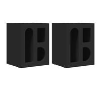 QJBSAVVA Set di 2 comodini neri moderni, 40 x 35 x 50 cm, in legno, con 6 ripiani, per camera da letto e piccoli spazi, tavolino compatto