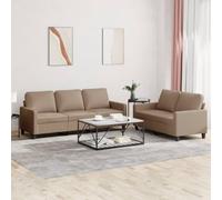 QJBSAVVA Set di 2 divani cappuccino marrone 138/198 cm di larghezza in ecopelle robusta struttura in legno compensato metallo imbottitura morbida design moderno per Living Room balcone camera dei